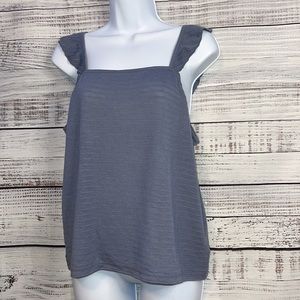 LIQUIDATION SALE Gray Blue Tank Top with Ruffles | Large